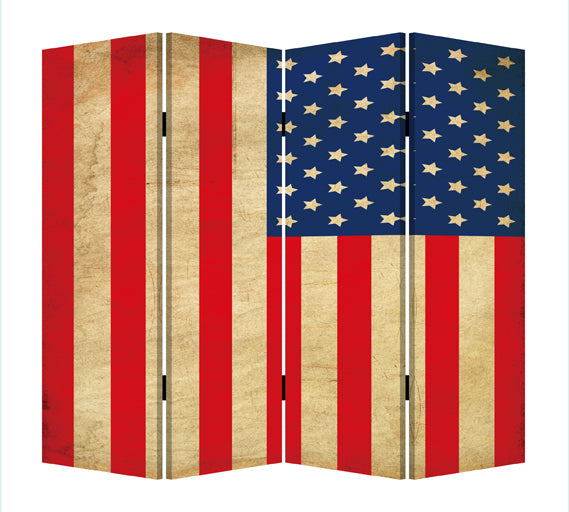 1" X 84" X 84" Multi Color Wood Canvas American Flag Screen