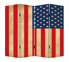 1" X 84" X 84" Multi Color Wood Canvas American Flag Screen