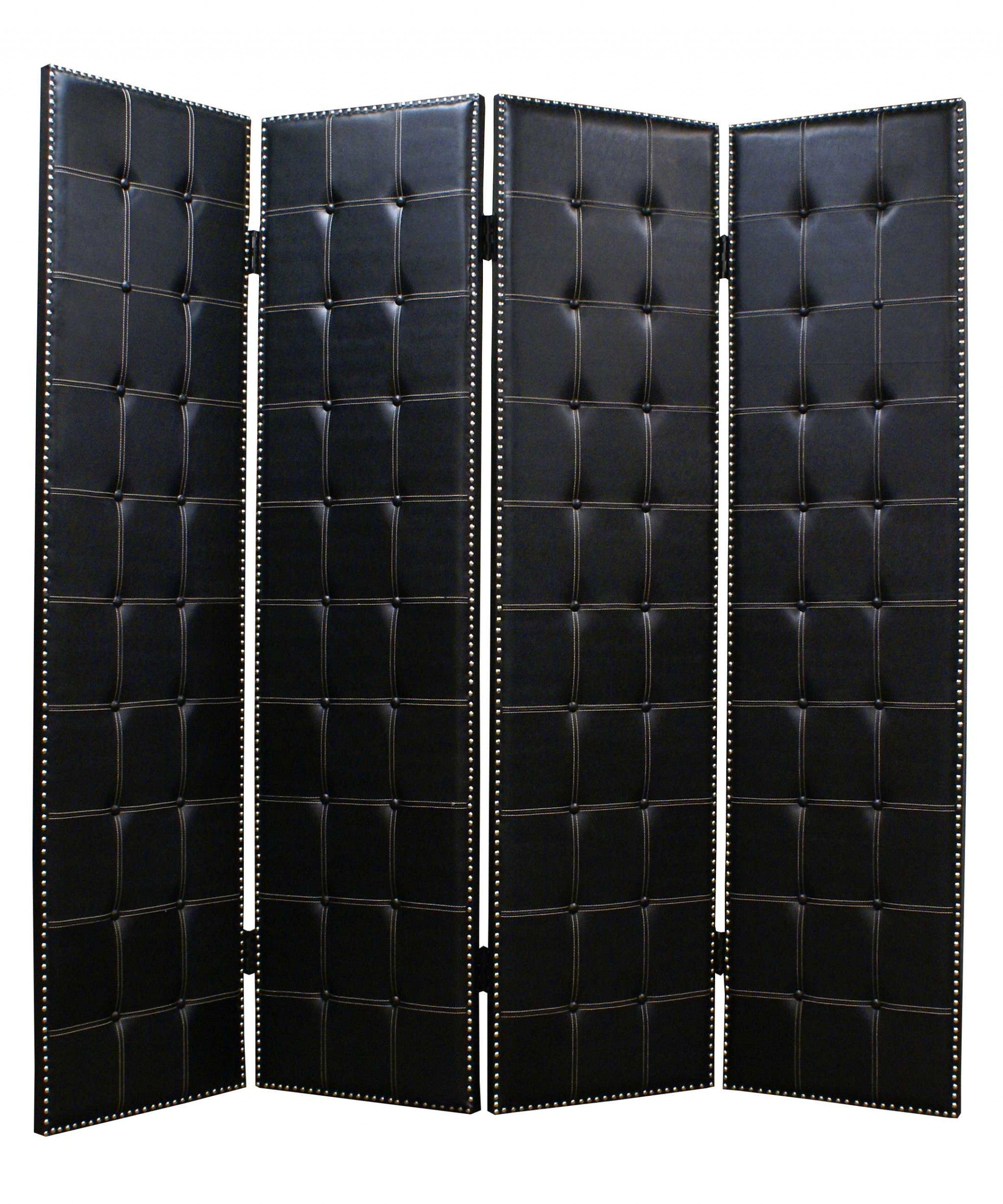 1 X 84 X 84 Black Faux Leather Screen