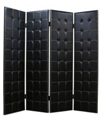 1 X 84 X 84 Black Faux Leather Screen