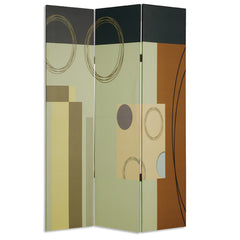 1" X 48" X 72" Multi Color Wood Canvas 3 Panel Screen