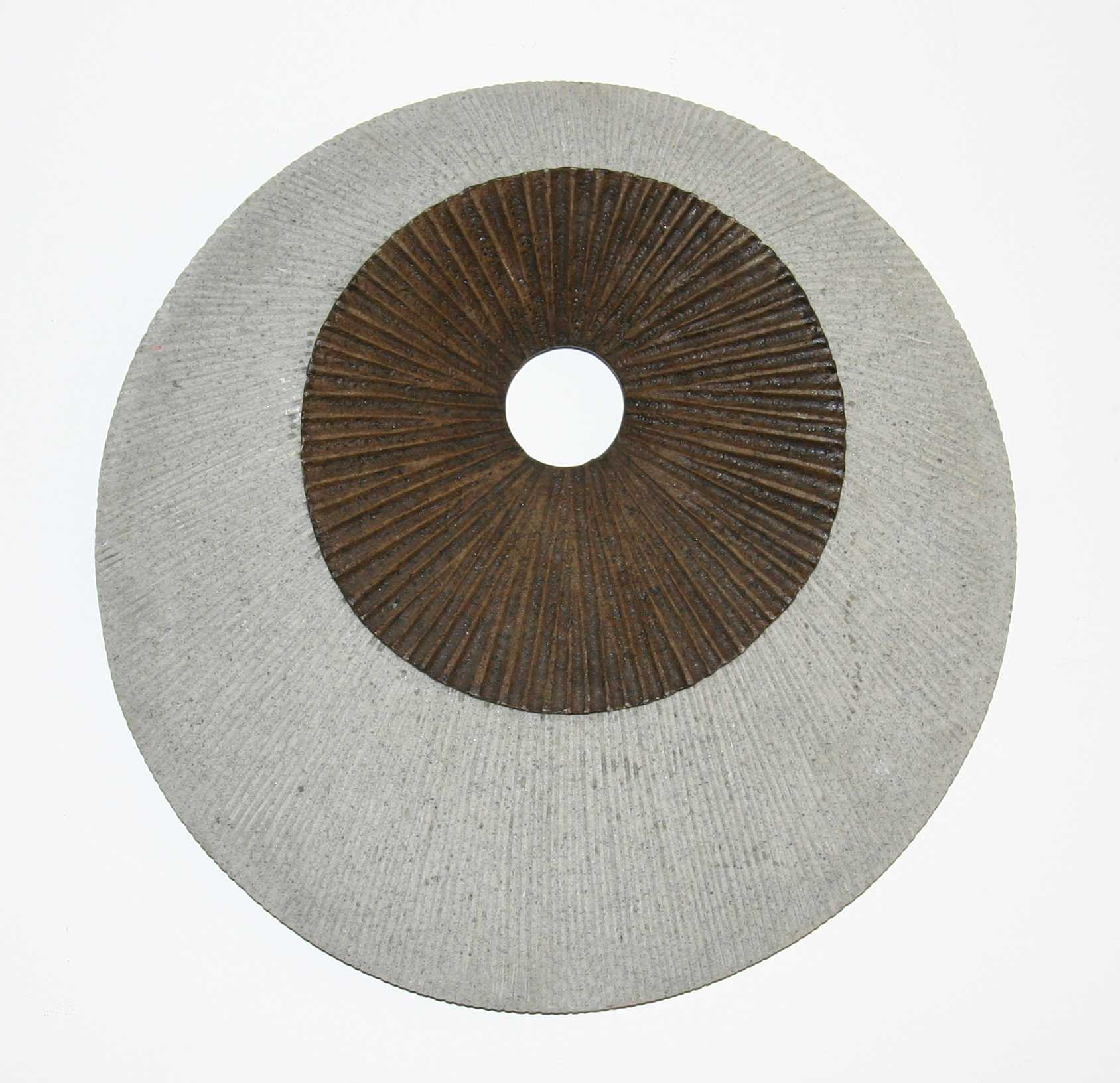 1 X 26 X 26 Brown &amp; Gray Round Double Layer Ribbed Wall Decor