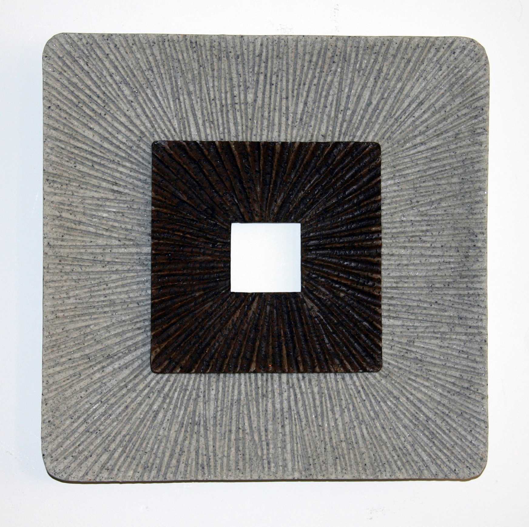 Brown &amp; Gray Square Ribbed Wood Wall Art