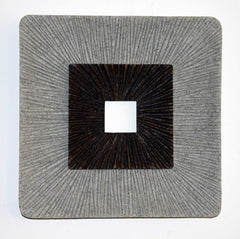 Brown &amp; Gray Square Ribbed Wood Wall Art