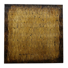 Raw Wood Look Gold Finish Square Wall Art Medium