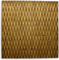 Raw Wood Look Gold Finish Square Wall Art