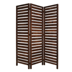 1" X 63" X 72" Brown 3 Panel Solid Wood Fortress Screen