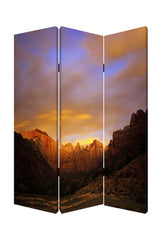 1 X 48 X 72 Multi Color Wood Canvas Desert Screen