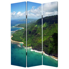 1 X 48 X 72 Multi Color Wood Canvas Palm Tripical Screen