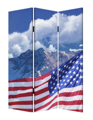 1 X 48 X 72 Multi Color Wood Canvas Model American Flag Screen