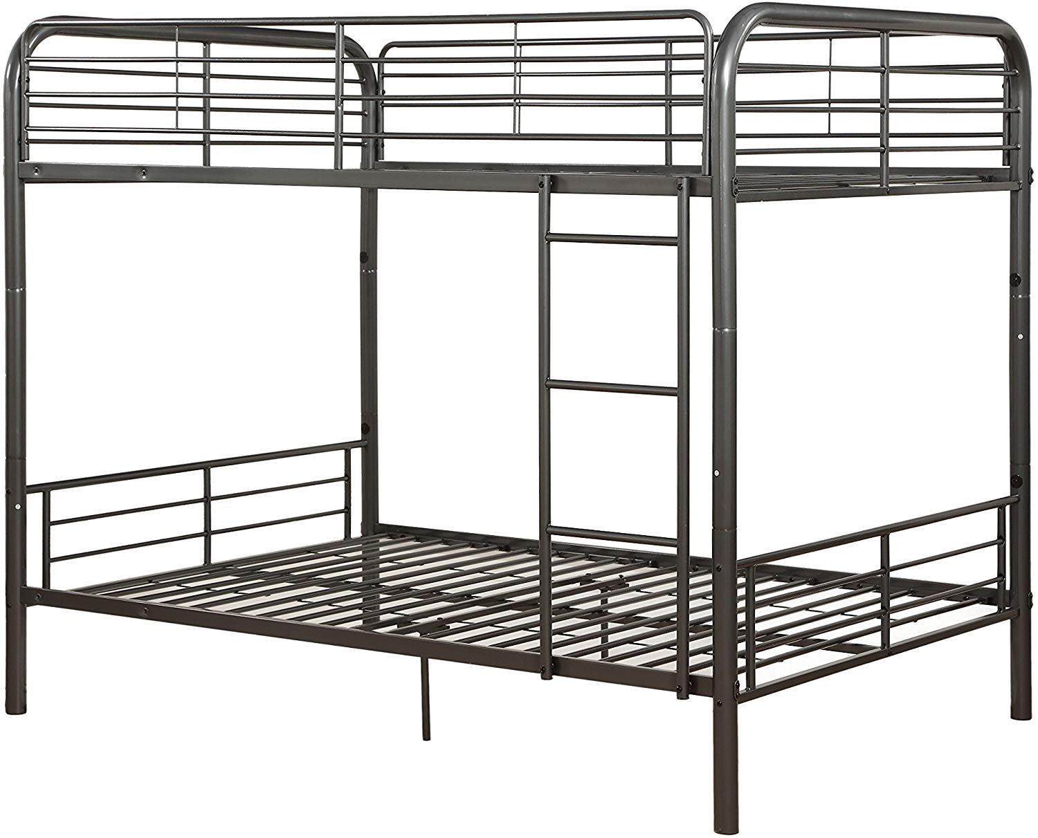 79" X 57" X 65" Gunmetal Metal Tube Full Over Full Bunk Bed