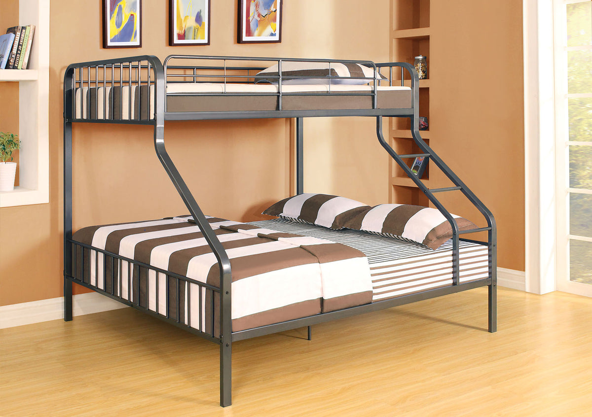 83" X 63" X 60" Gunmetal Twin Xl Over Queen Bunk Bed