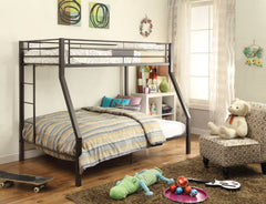 79" X 56" X 65" Twin Over Full Brown Metal Tube Bunk Bed