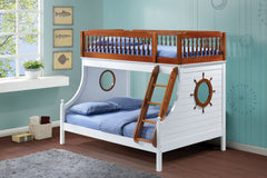 80" X 58" X 69" Twin Over Full Oak And White Bunk Bed