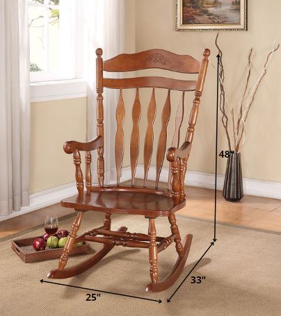 25" X 33" X 48" Dark Walnut Rubber Wood Rocking Chair