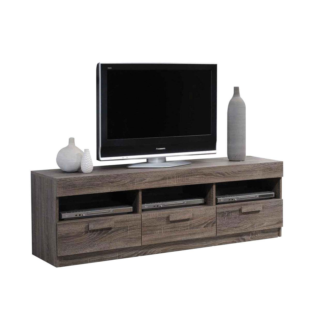 59" X 15" X 19" Rustic Oak Mdf TV Stand