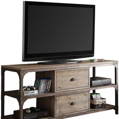 60" X 20" X 30" Weathered Oak And Antique Silver TV Stand