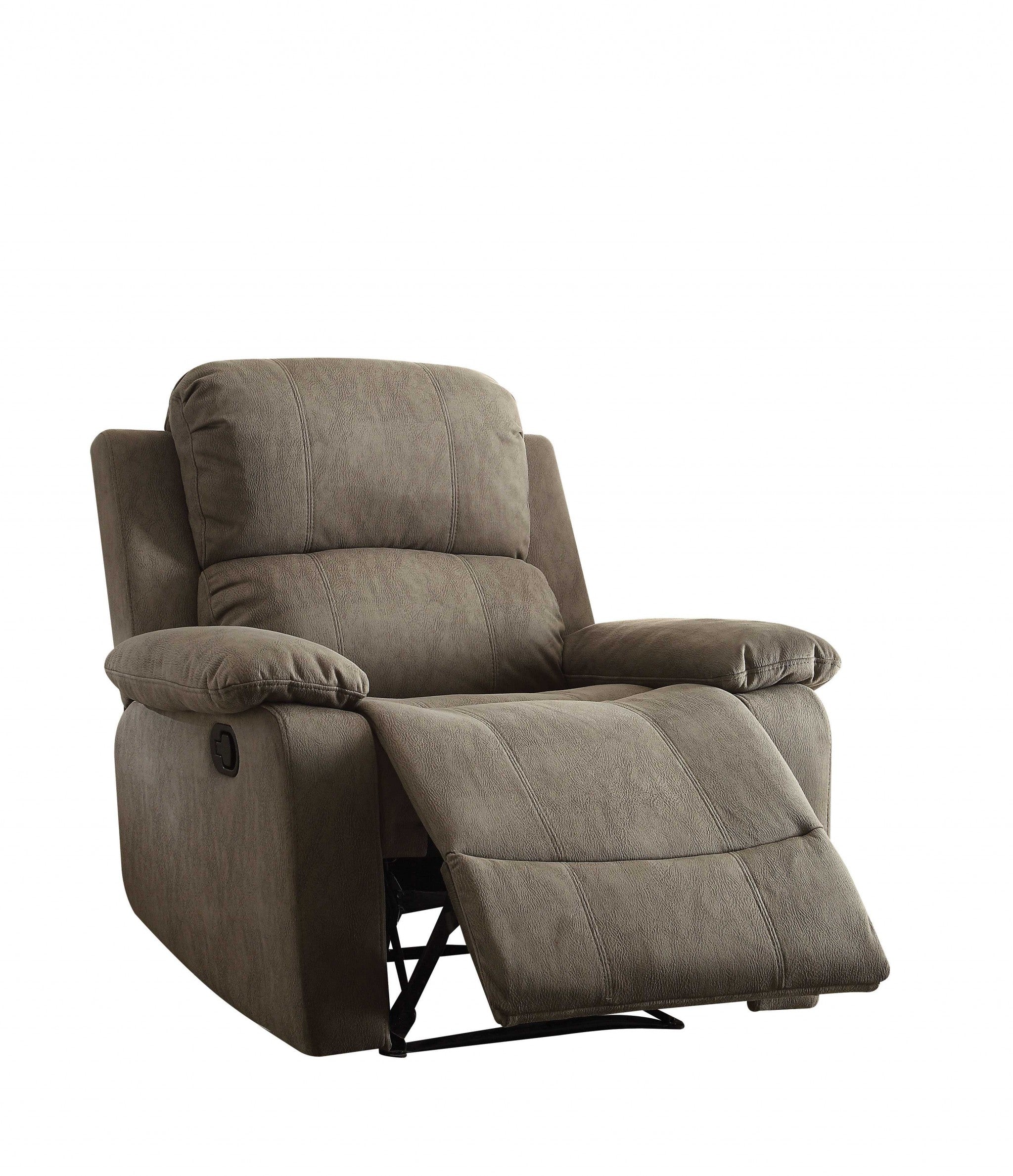 38" X 38" X 39" Gray Polished Microfiber Fabric Recliner