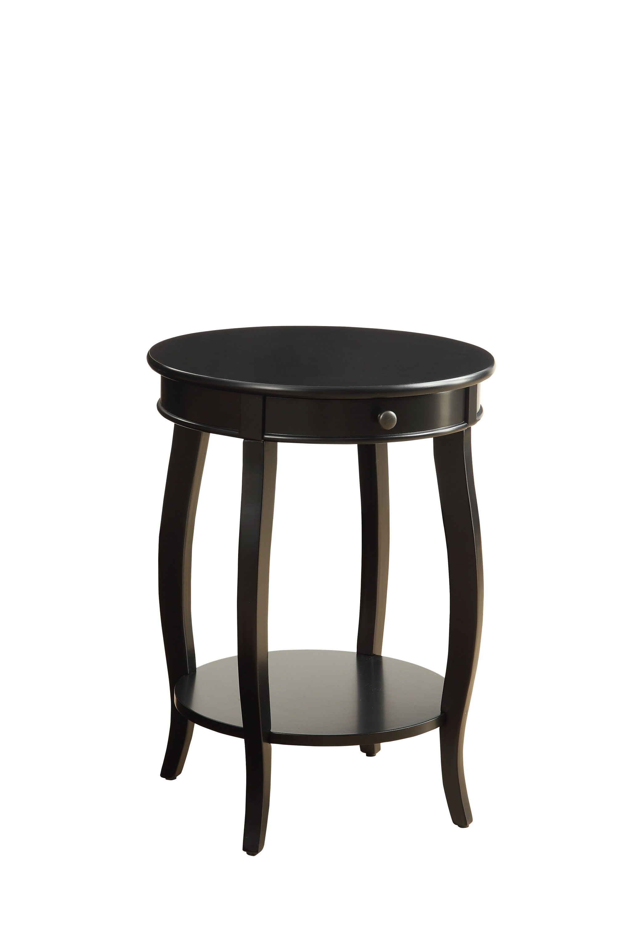 Vintage Look Black Wood End Table With Storage