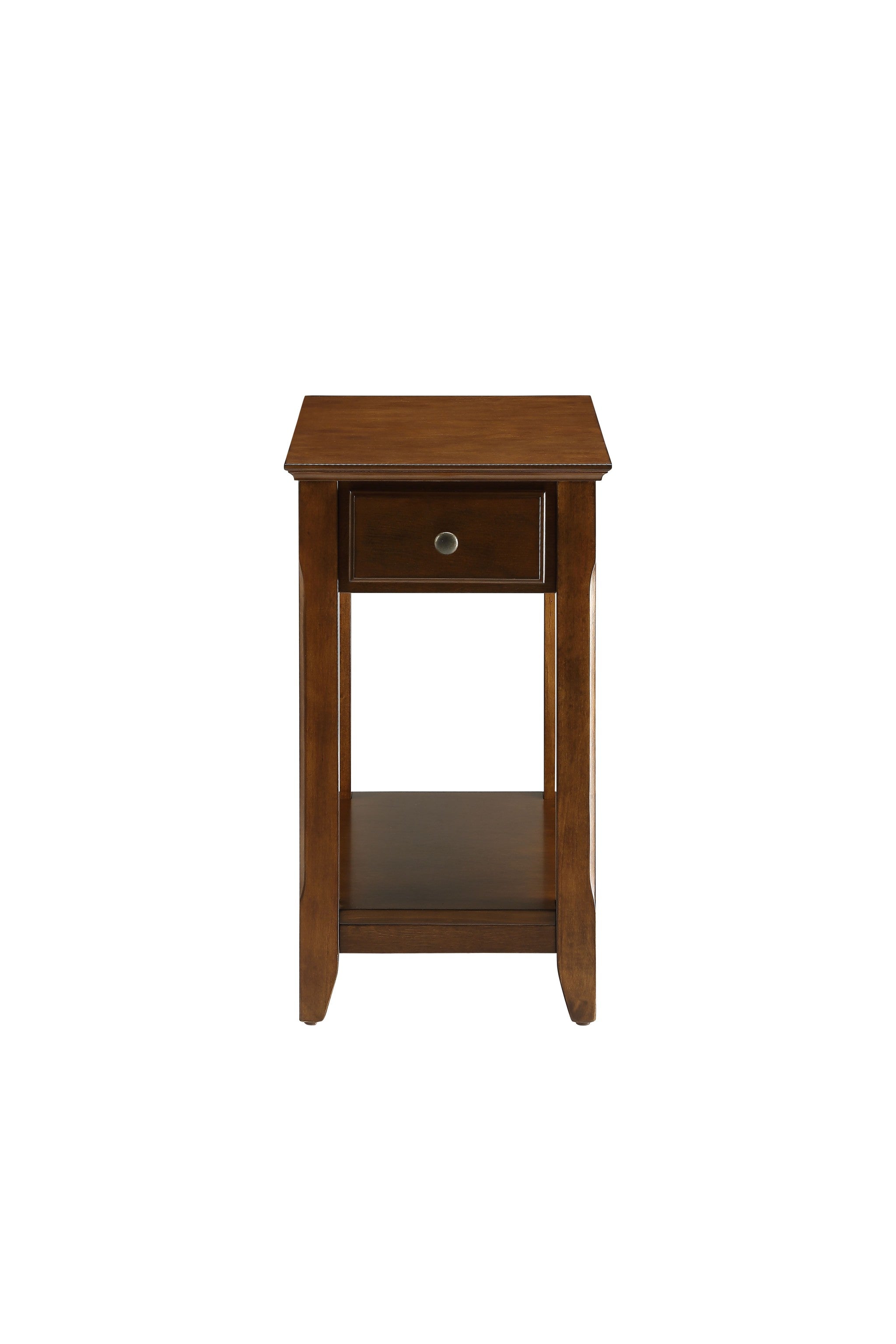 13" Brown Solid Wood Mirrored End Table