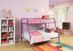 78" X 54" X 60" Twin Over Full Purple Metal Tube Bunk Bed