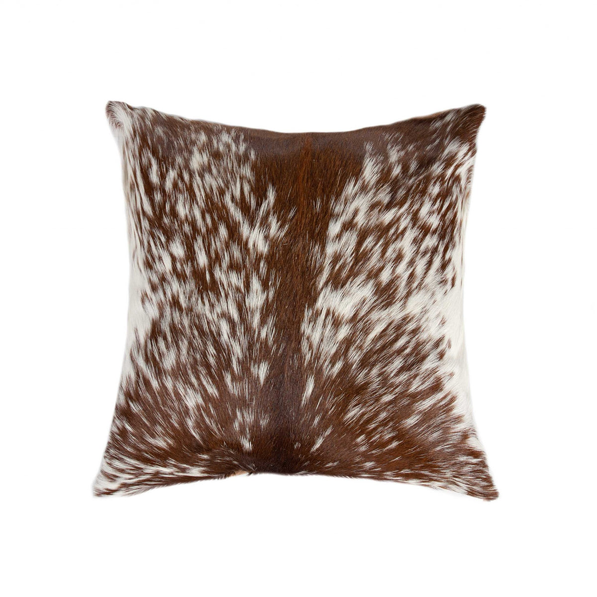 18" X 18" X 5" Salt And Pepper Brown And White Cowhide Pillow