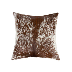18" X 18" X 5" Salt And Pepper Brown And White Cowhide Pillow