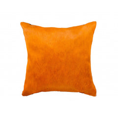 18" X 18" X 5" Orange Cowhide  Pillow