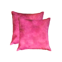 18" X 18" X 5" Fuschia Cowhide  Pillow 2 Pack