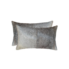 12" X 20" X 5" Salt And Pepper Gray And White Cowhide Pillow 2 Pack