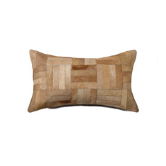 12" X 20" X 5" Natural Parquet Cowhide  Pillow