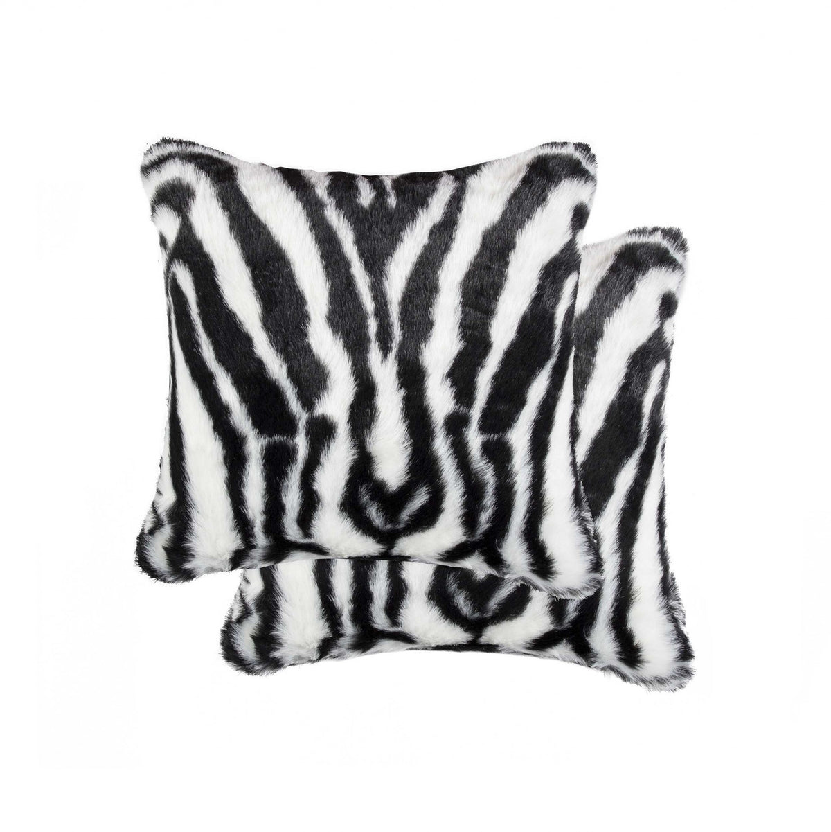 18" X 18" X 5" Denton Zebra Black And White Faux Pillow 2 Pack