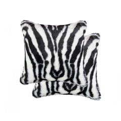 18" X 18" X 5" Denton Zebra Black And White Faux Pillow 2 Pack