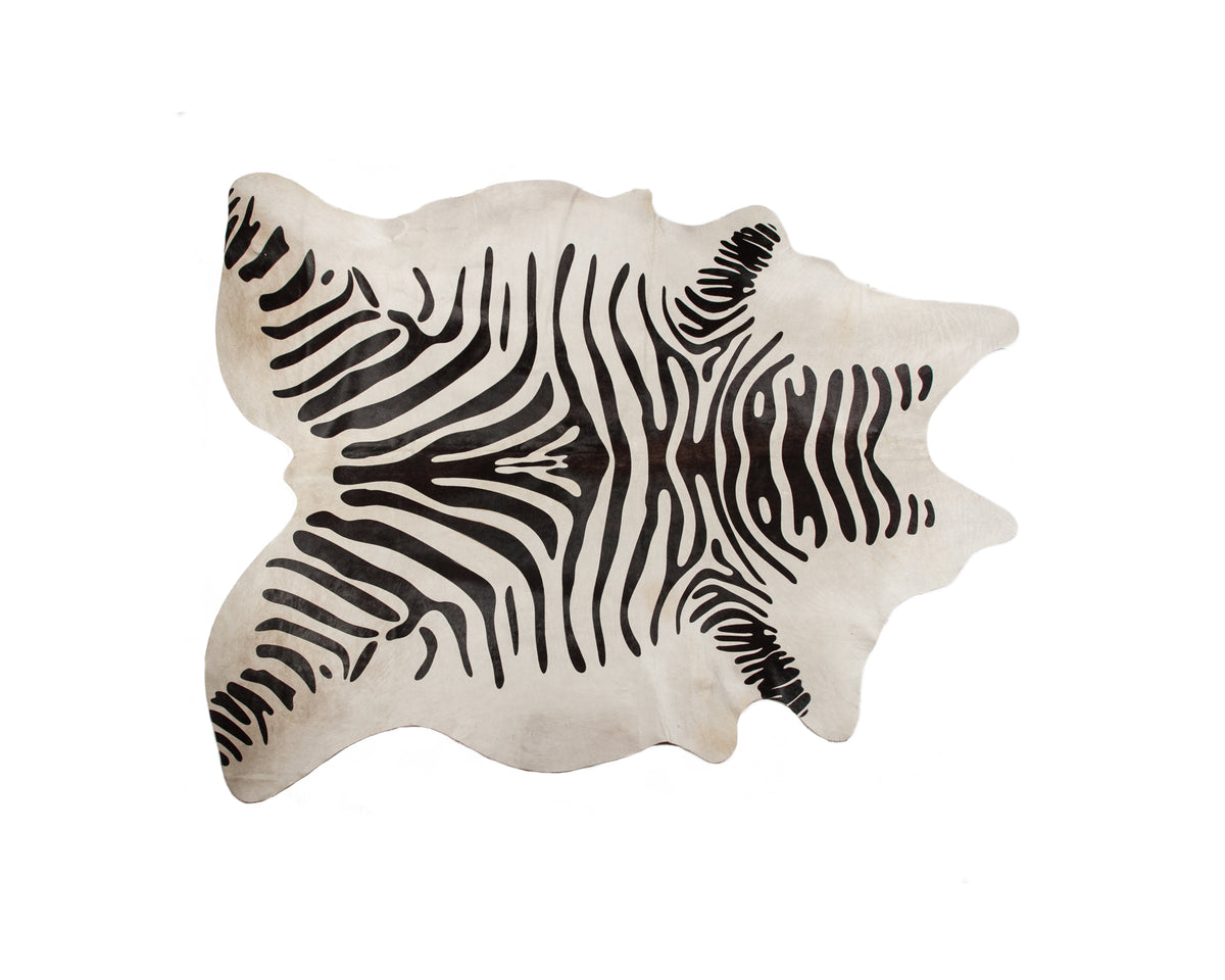 5' X 7' Zebra Stripe Black And White Natural Cowhide Area Rug