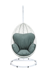 Green And White Metal Swing Chair With Cushion