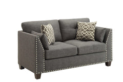 58" X 31" X 35" Light Charcoal Linen Loveseat