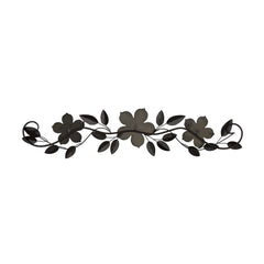 Floral And Espresso Wood Over The Door Metal Wall Decor