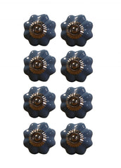 1.5" X 1.5" X 1.5" Glossy Navy And Silver Knobs 8 Pack