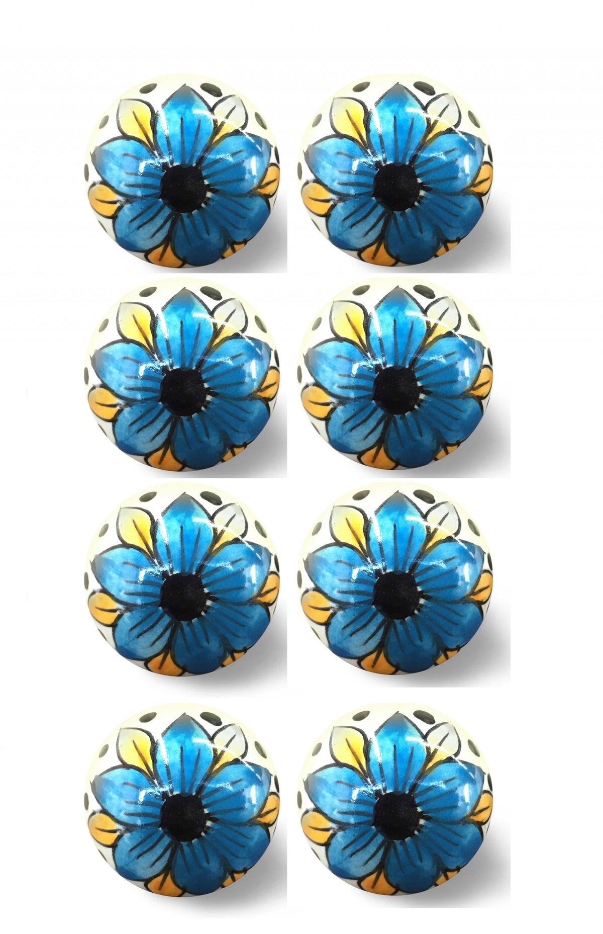 1.5" X 1.5" X 1.5" Blue Black And Yellow Knobs 8 Pack