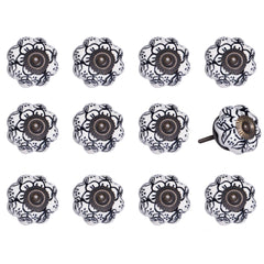 1.5" X 1.5" X 1.5" White Black And Gold Knobs 12 Pack