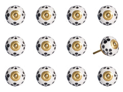 1.5" X 1.5" X 1.5" White Black And Yellow Knobs 12 Pack