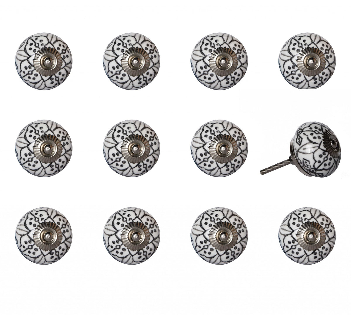 1.5" X 1.5" X 1.5" Black Gray And Silver Knobs 12 Pack