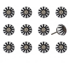 1.5" X 1.5" X 1.5" White Black And Silver Knobs 12 Pack