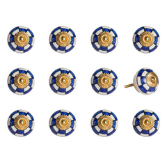 1.5" X 1.5" X 1.5" White Blue And Gold Knobs 12 Pack