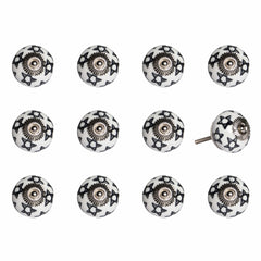 1.5" X 1.5" X 1.5" White Black And Silver Knobs 12 Pack