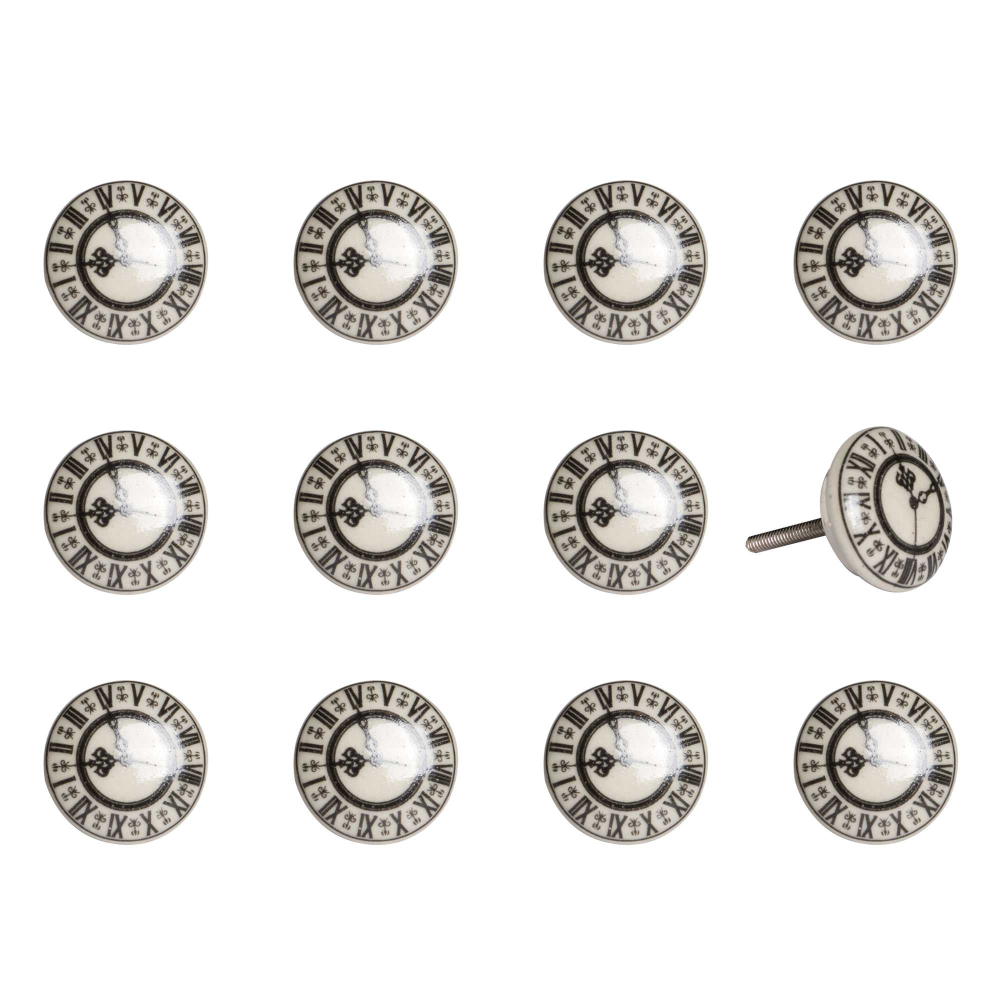 1.5" X 1.5" X 1.5" Cream Black And Gray Knobs 12 Pack