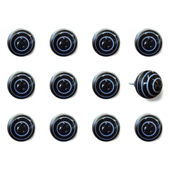 1.5" X 1.5" X 1.5" Black And Light Blue Knobs 12 Pack