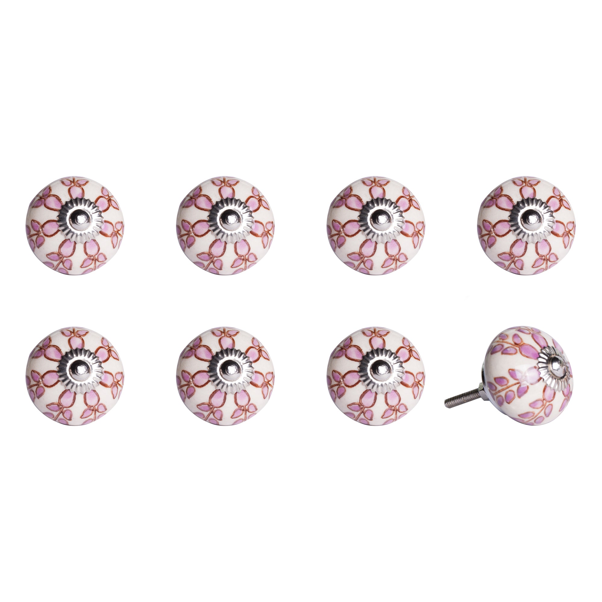 1.5" X 1.5" X 1.5" Hues Of White Pink And Burgundy Knobs 8 Pack