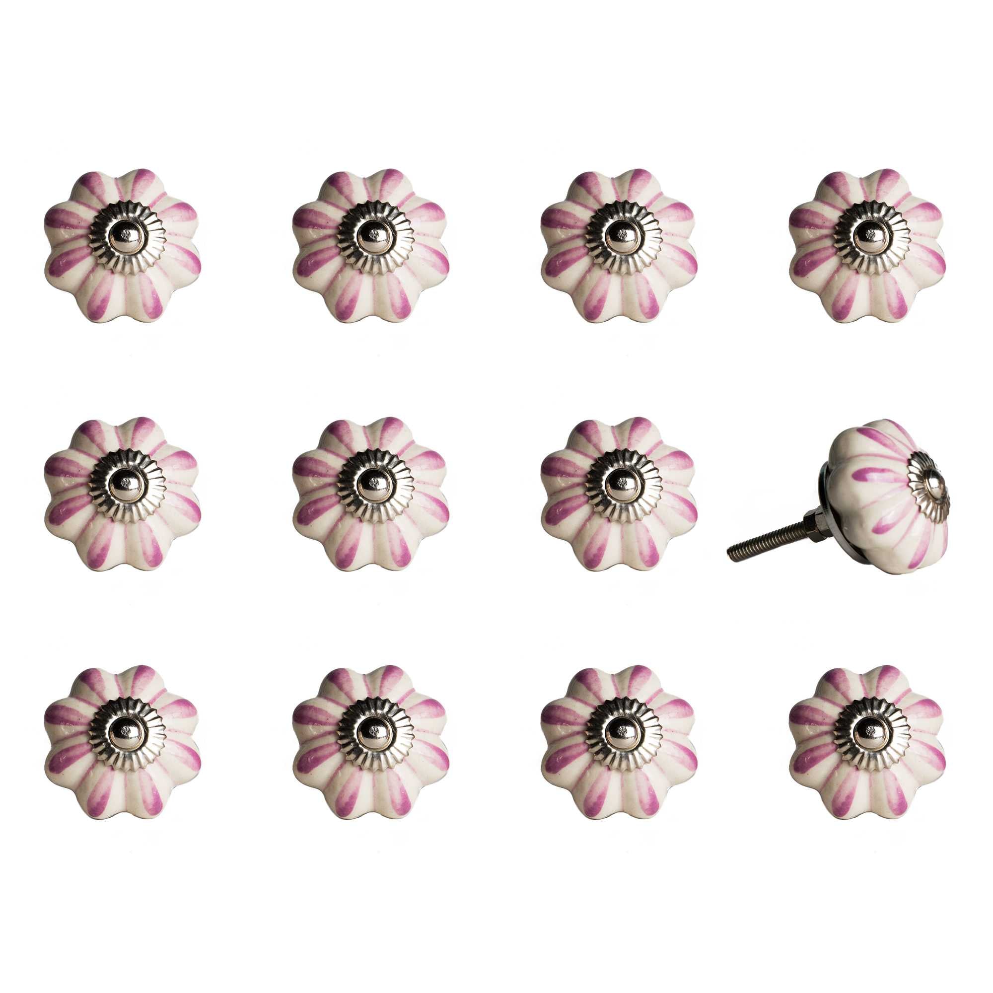 1.5" X 1.5" X 1.5" Cream Pink And Silver Knobs 12 Pack