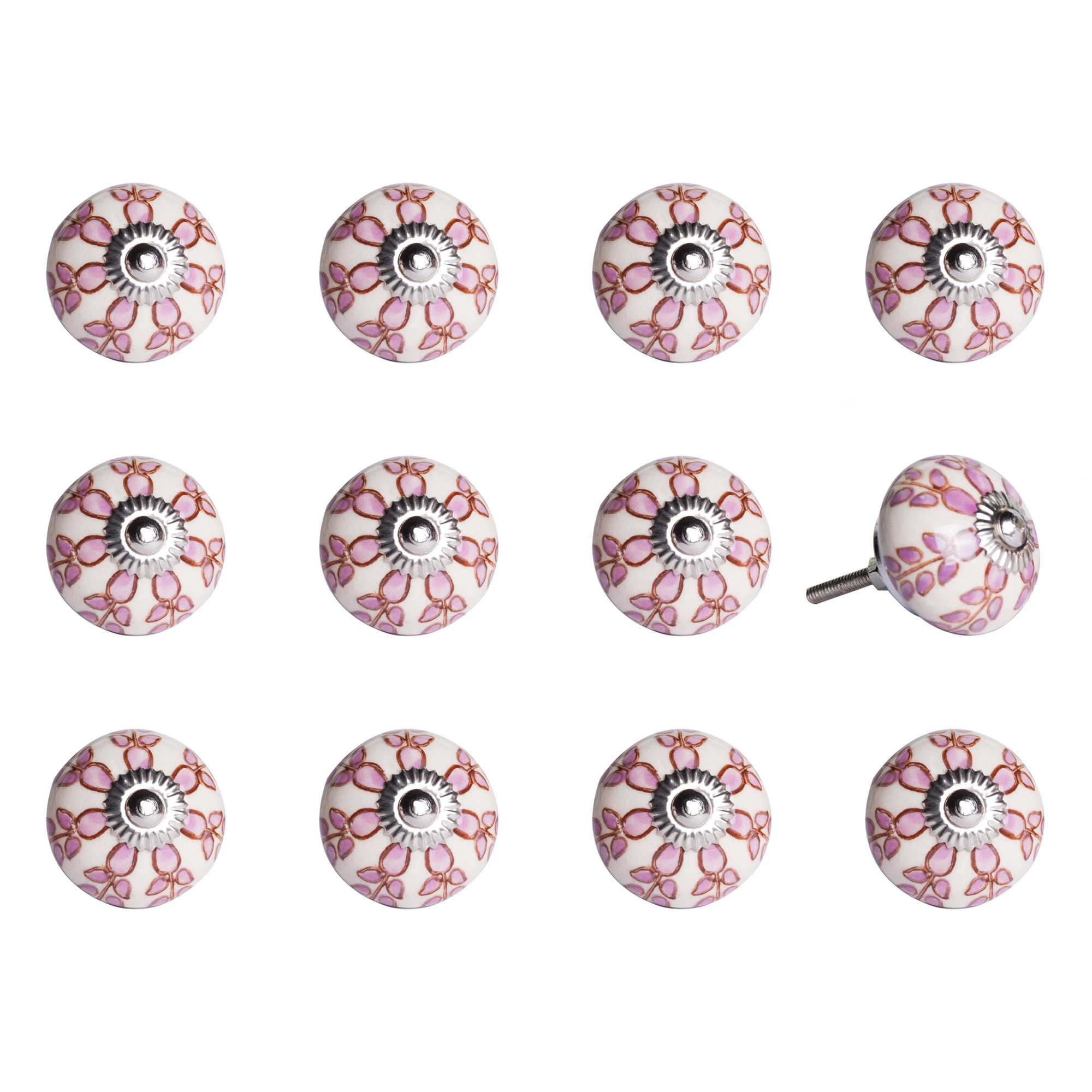 1.5" X 1.5" X 1.5" White Pink And Burgundy Knobs 12 Pack